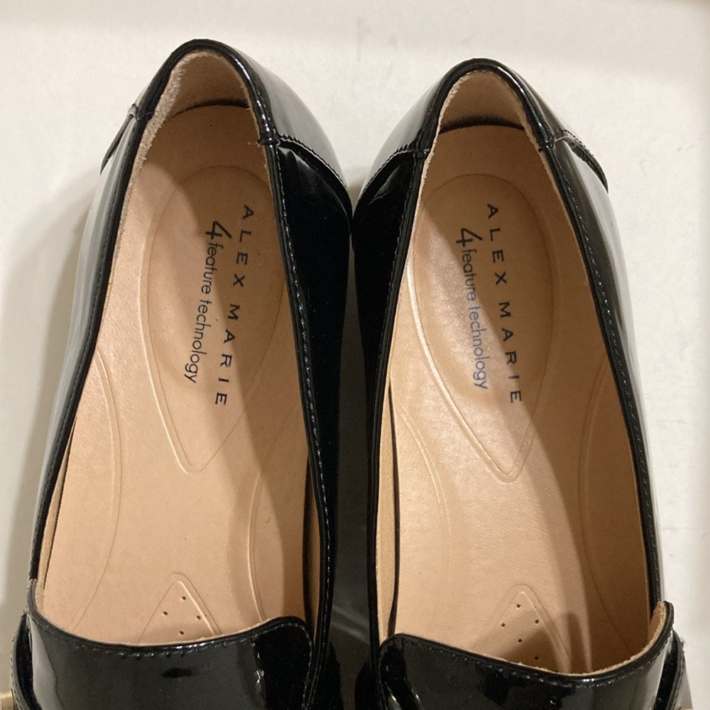 🔳 Alex Marie 🔳 Black Patent Leather Loafers with Pearl Accents  Size 9.5 - Picture 7 of 13